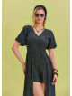 Flounce Sleeve Shorts Detailed Anthracite Women's Jumpsuit 4488